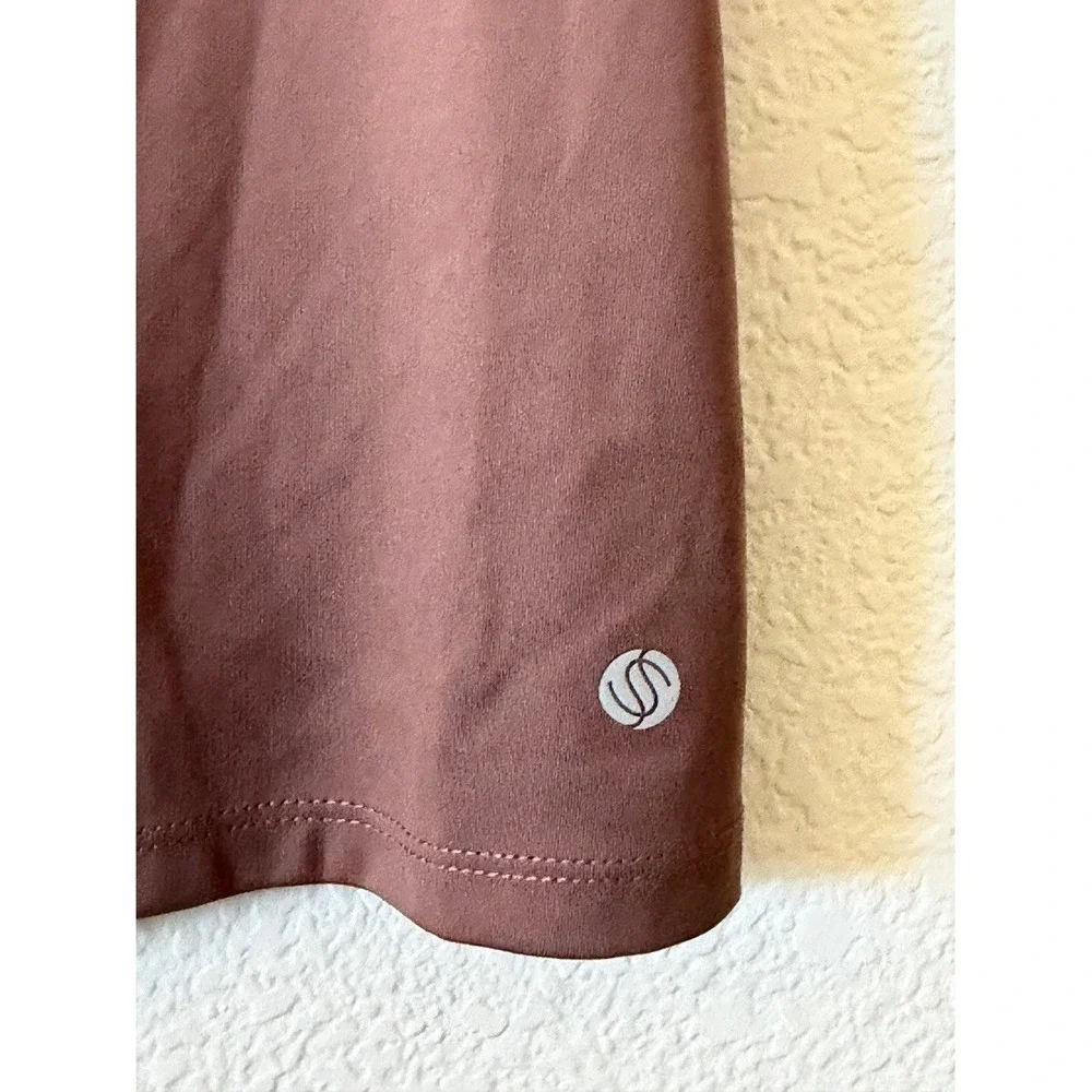 Stretch The Rules Womens Crop Top Mauve Ruched Back Cutout Short Sleeve Size M